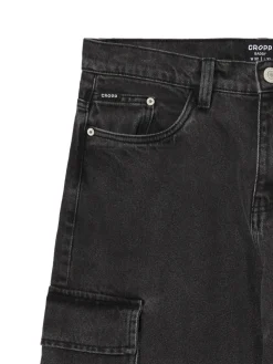 Outlet Cropp Ciemnoszare jeansy baggy szary