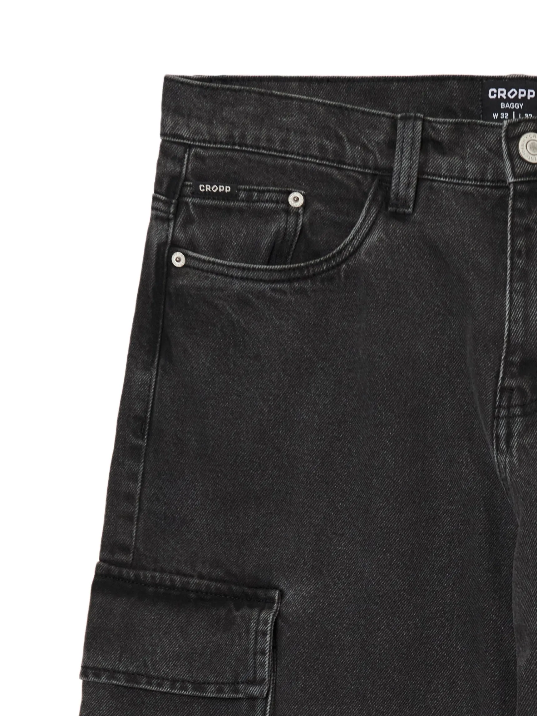 Outlet Cropp Ciemnoszare jeansy baggy szary