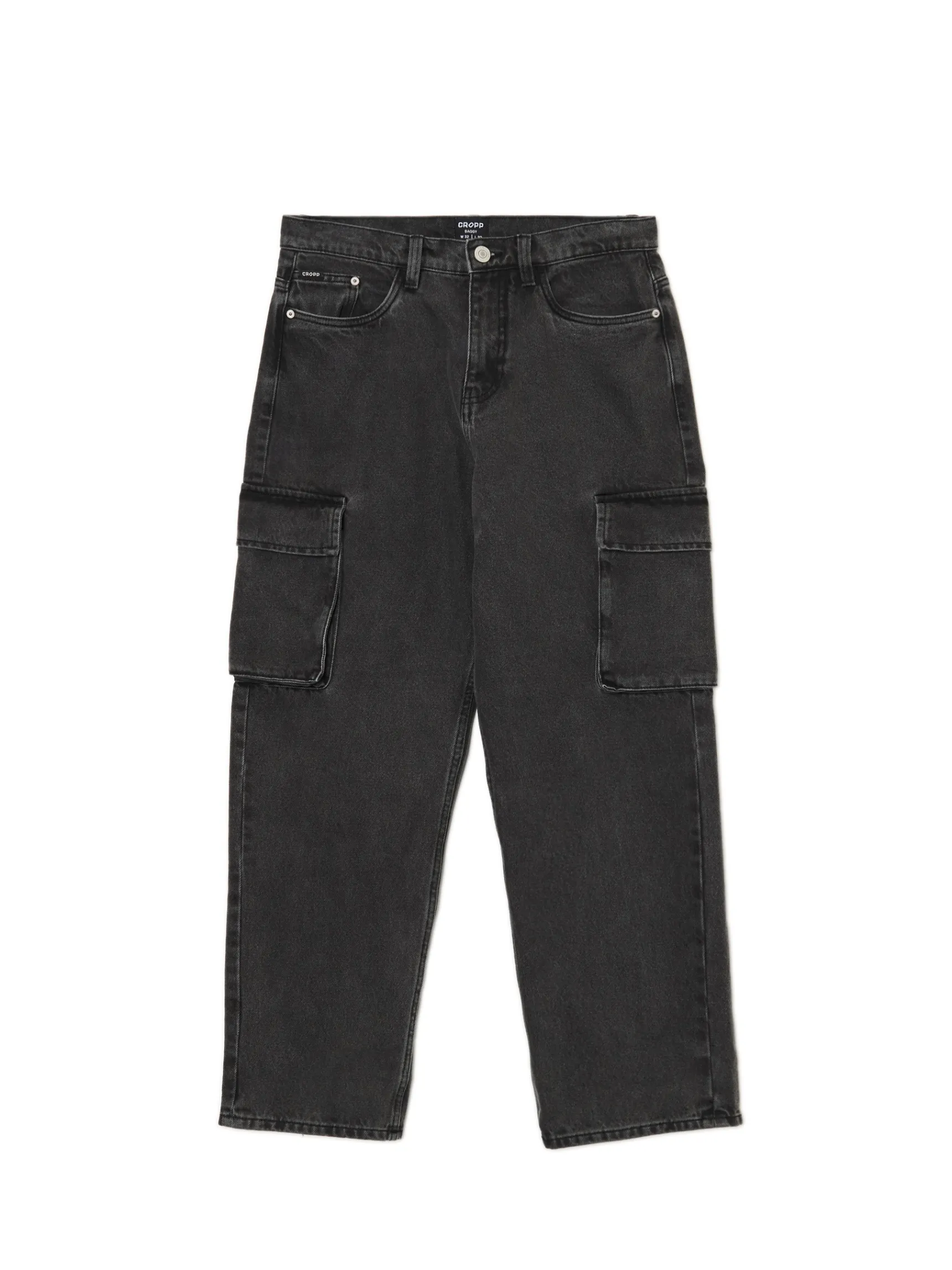 Outlet Cropp Ciemnoszare jeansy baggy szary
