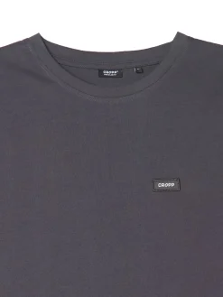 Sale Cropp Ciemno t-shirt z aplikacją szary