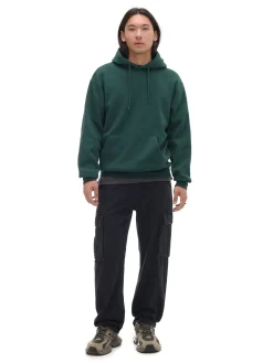 New Cropp Ciemnozielona bluza regular z kapturem zielony