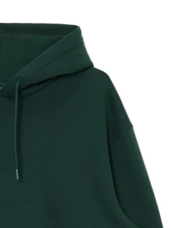 New Cropp Ciemnozielona bluza regular z kapturem zielony