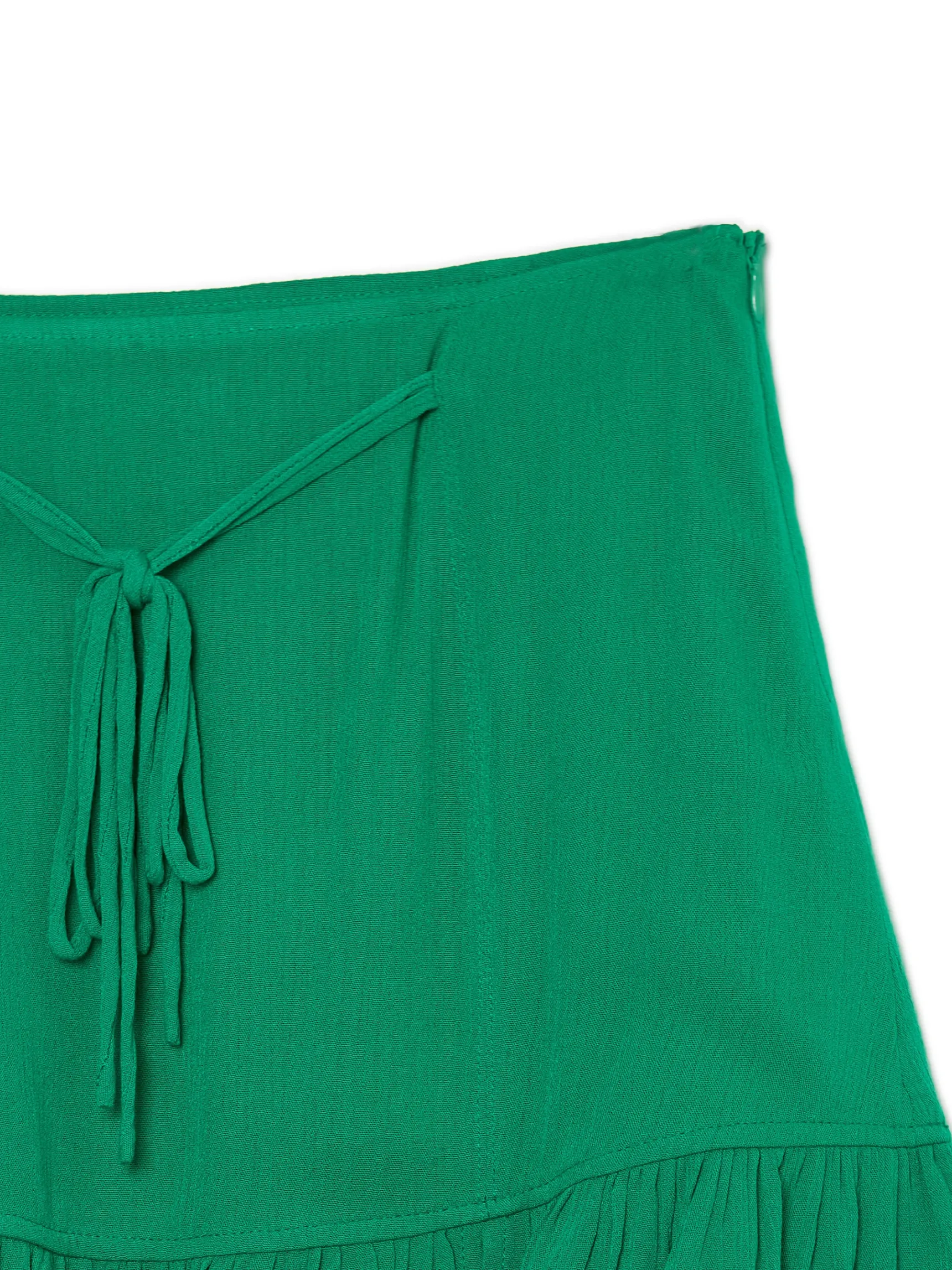 Discount Cropp Ciemnozielona spódniczka z wiązaniem zielony