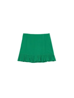 Discount Cropp Ciemnozielona spódniczka z wiązaniem zielony