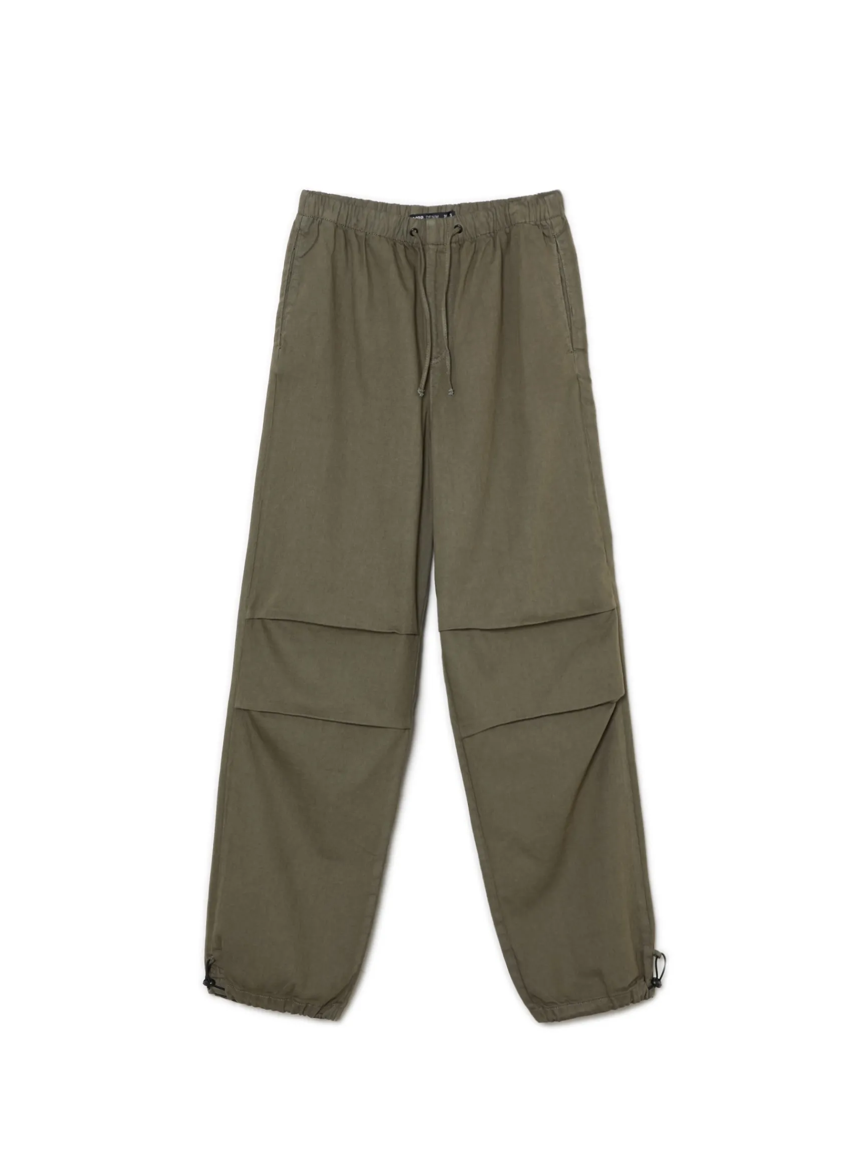 Sale Cropp Ciemnozielone jeansy parachute zielony