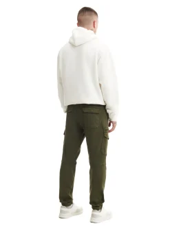 Clearance Cropp Ciemnozielone joggery basic z kieszeniami cargo zielony