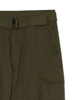 Outlet Cropp Ciemnozielone spodnie comfort z paskiem zielony