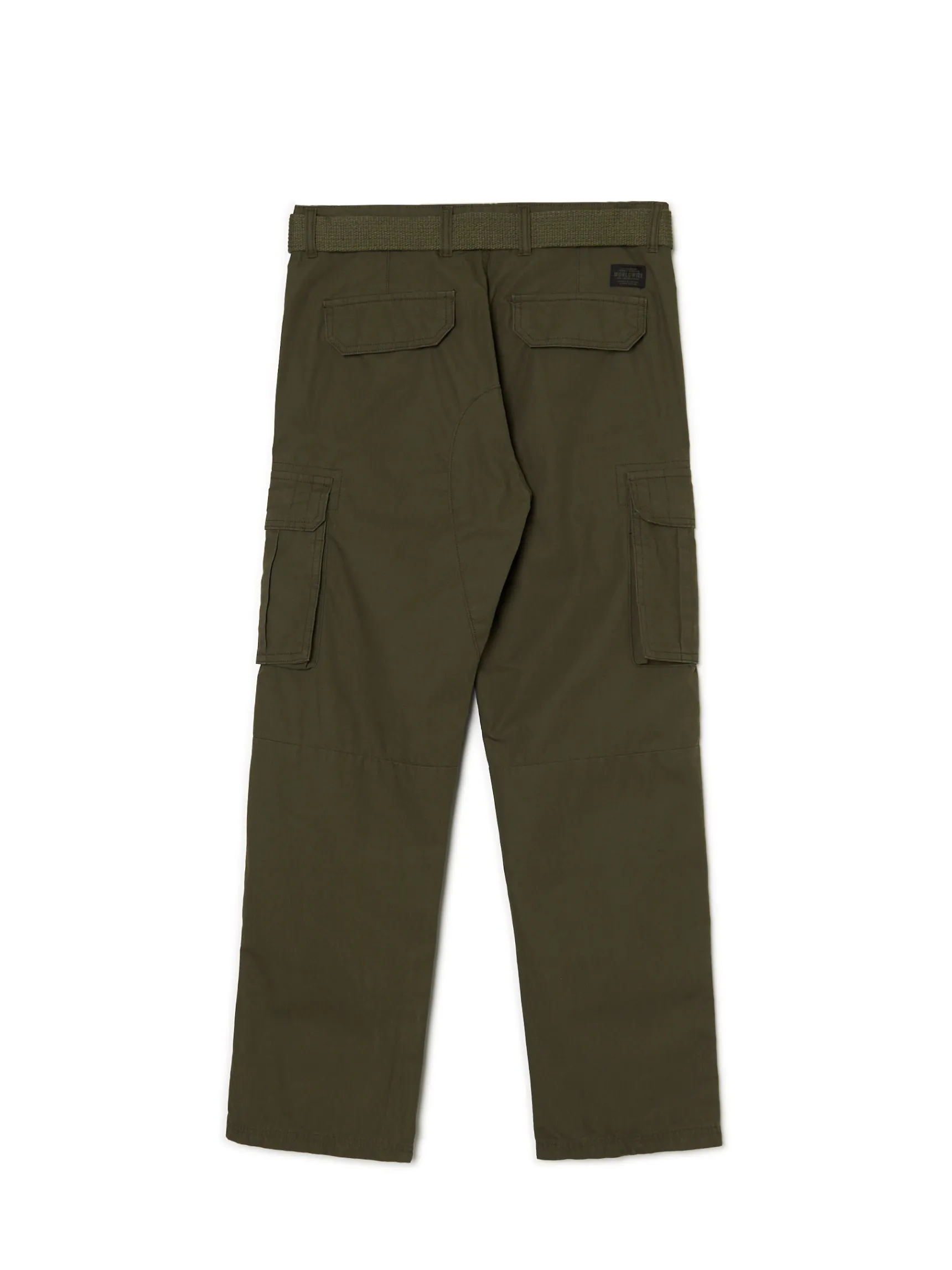 Outlet Cropp Ciemnozielone spodnie comfort z paskiem zielony