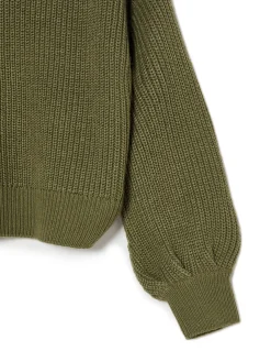 Best Cropp Ciemno sweter z szerokim rękawem zielony