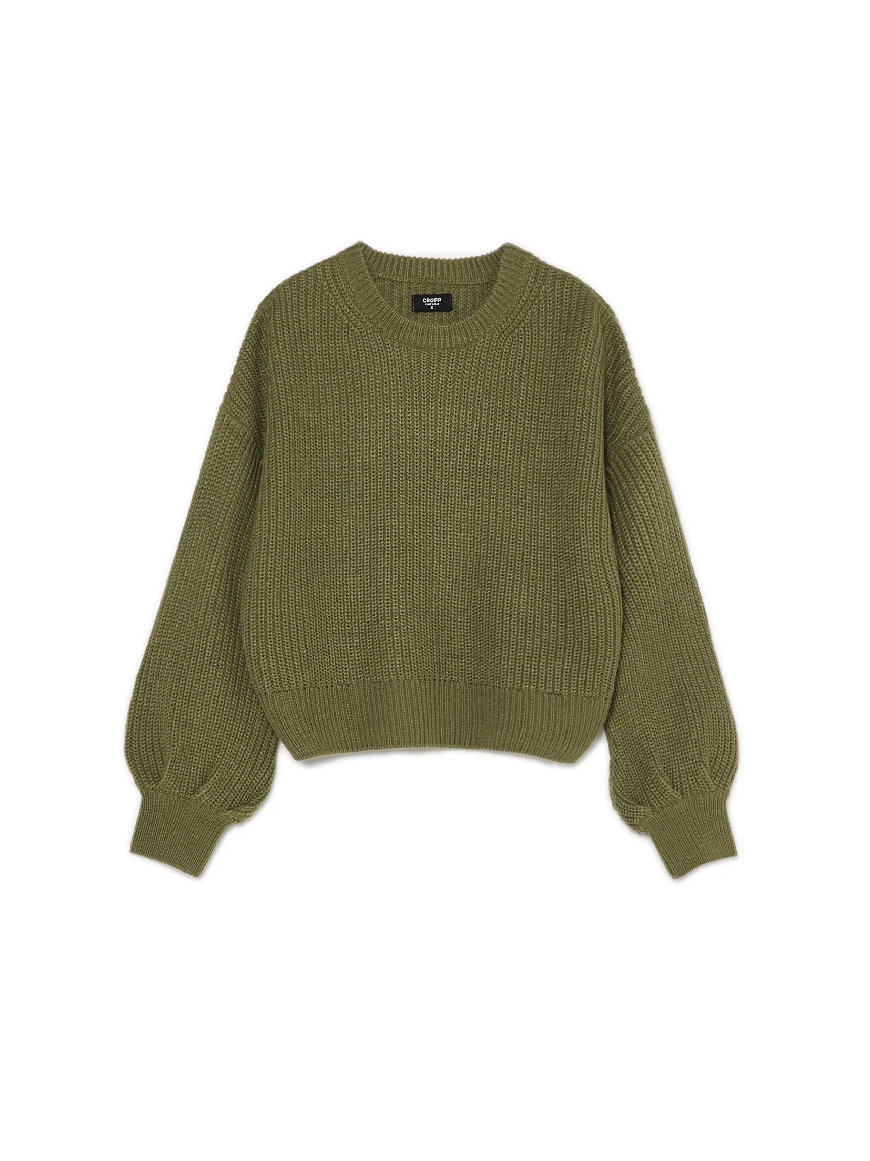 Best Cropp Ciemno sweter z szerokim rękawem zielony