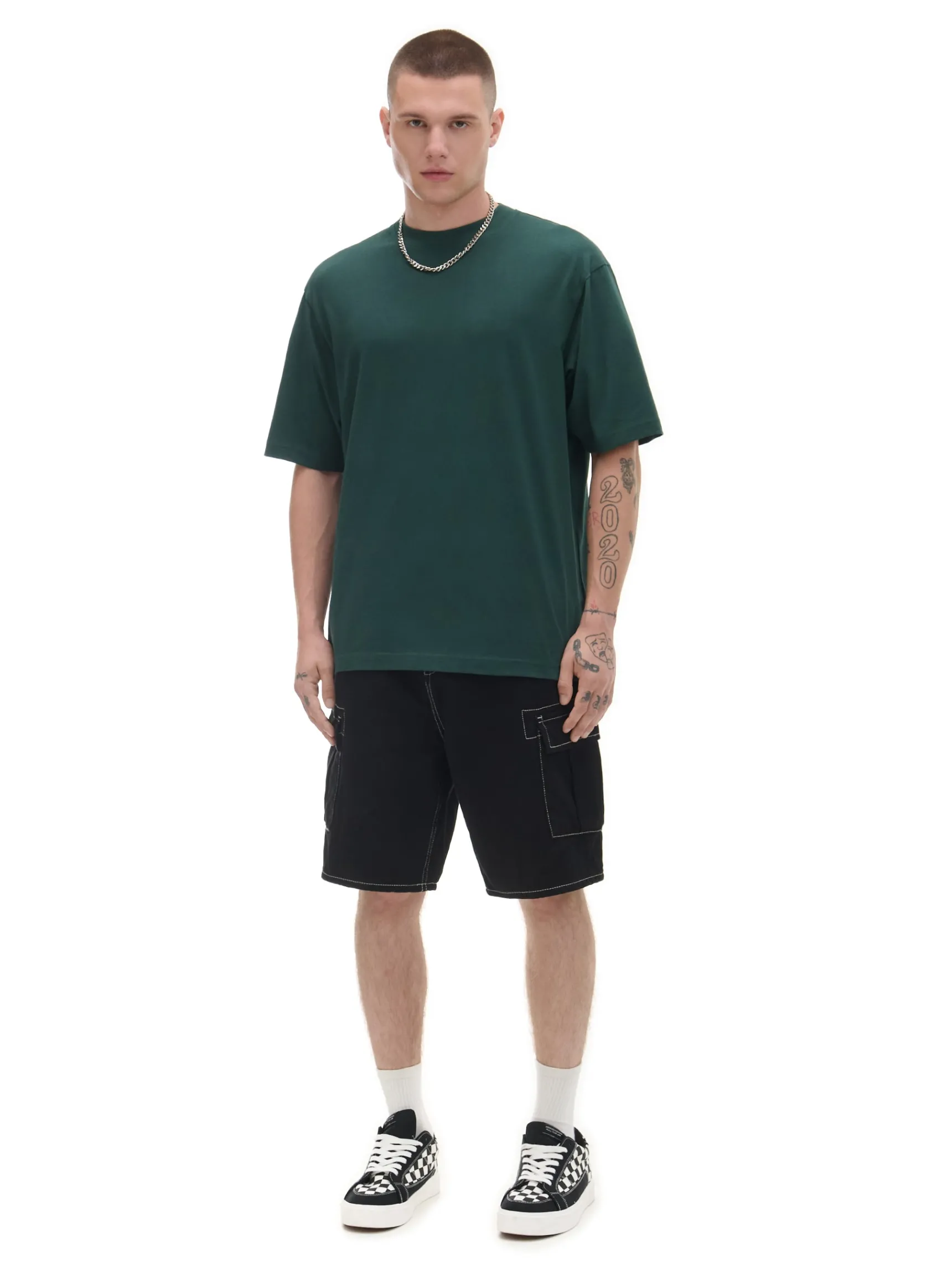 Outlet Cropp Ciemno T-shirt comfort zielony