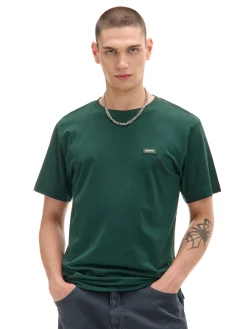Outlet Cropp Ciemno t-shirt z aplikacją zielony