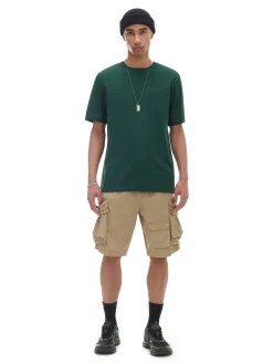Clearance Cropp Ciemno T-shirt z haftem zielony