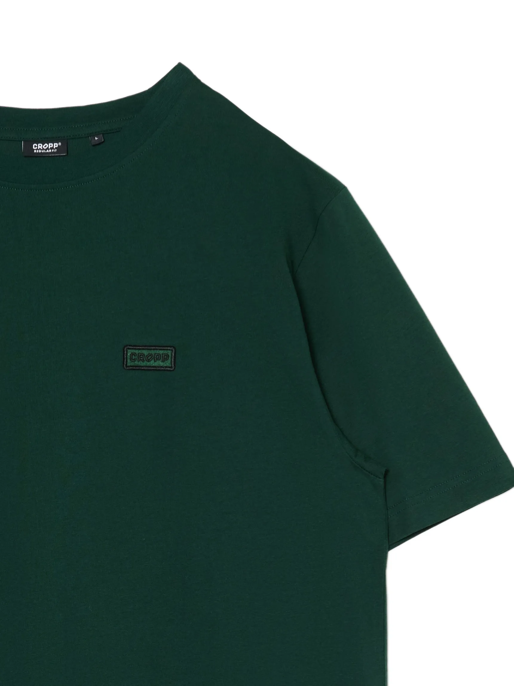 Clearance Cropp Ciemno T-shirt z haftem zielony