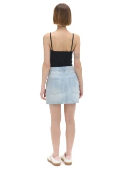 Fashion Cropp Cieniowana jasna jeansowa spódnica niebieski