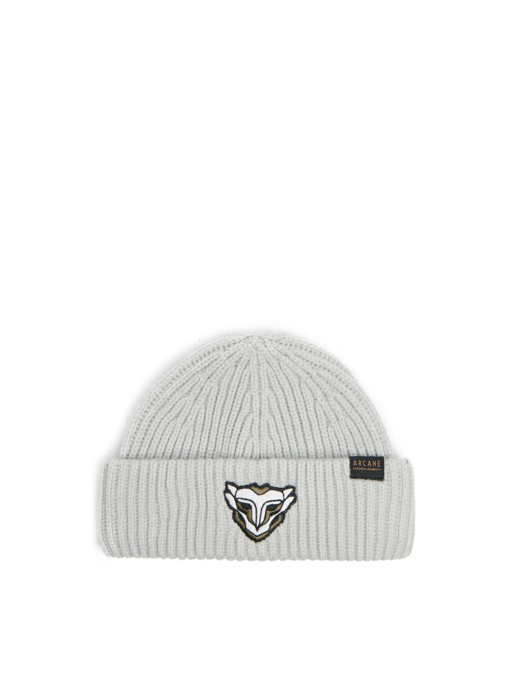 Best Cropp Czapka beanie z naszywką Arcane beżowy