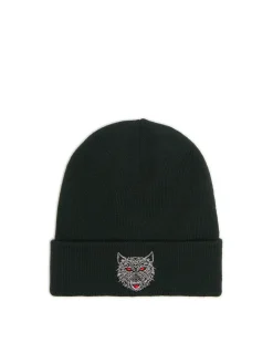 New Cropp Czapka beanie z naszywką wilka szary