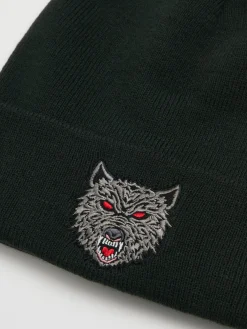 New Cropp Czapka beanie z naszywką wilka szary
