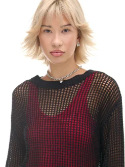 Discount Cropp Czarna ażurowa sukienka czarny
