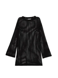 Discount Cropp Czarna ażurowa sukienka czarny