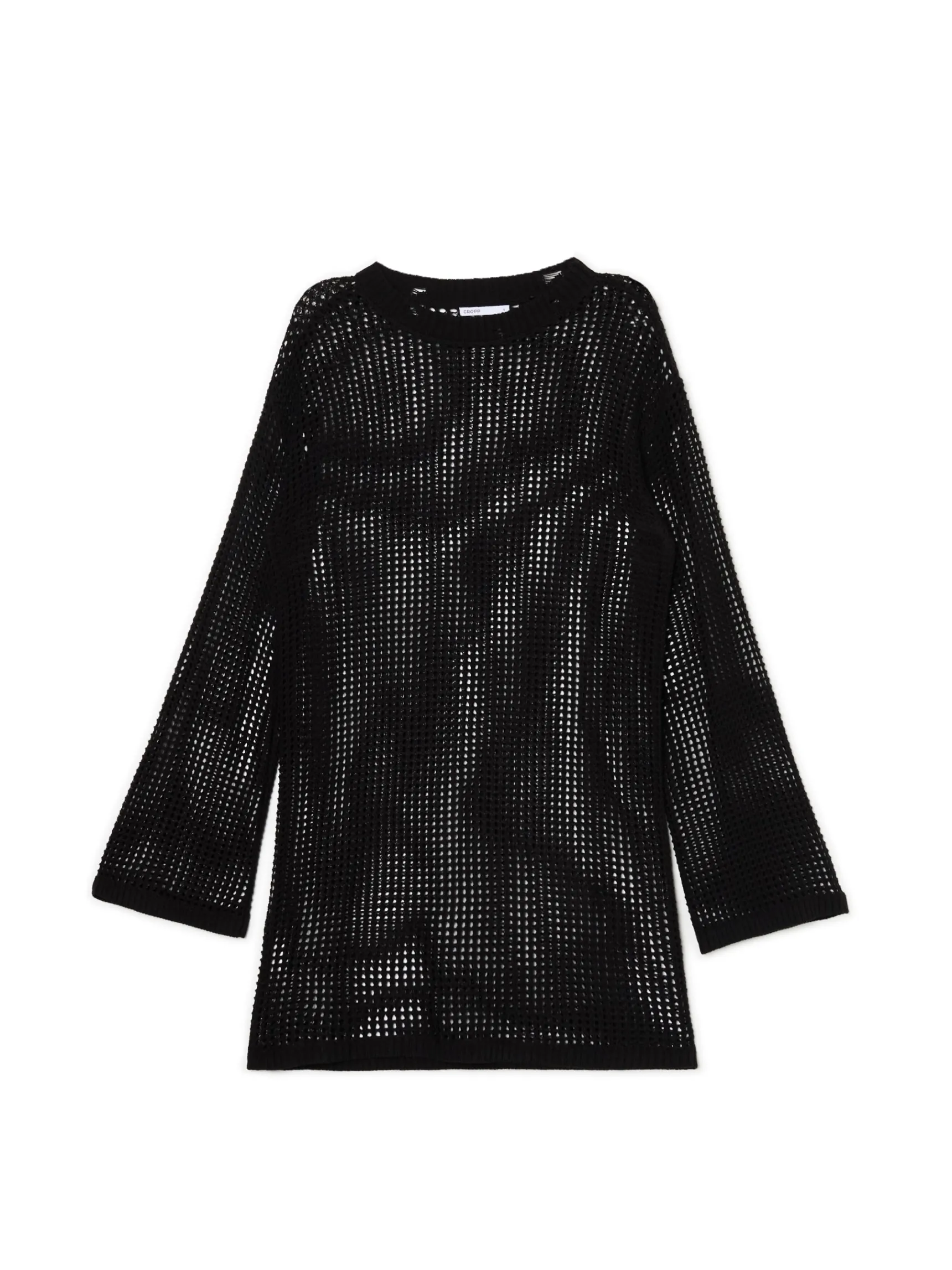 Discount Cropp Czarna ażurowa sukienka czarny