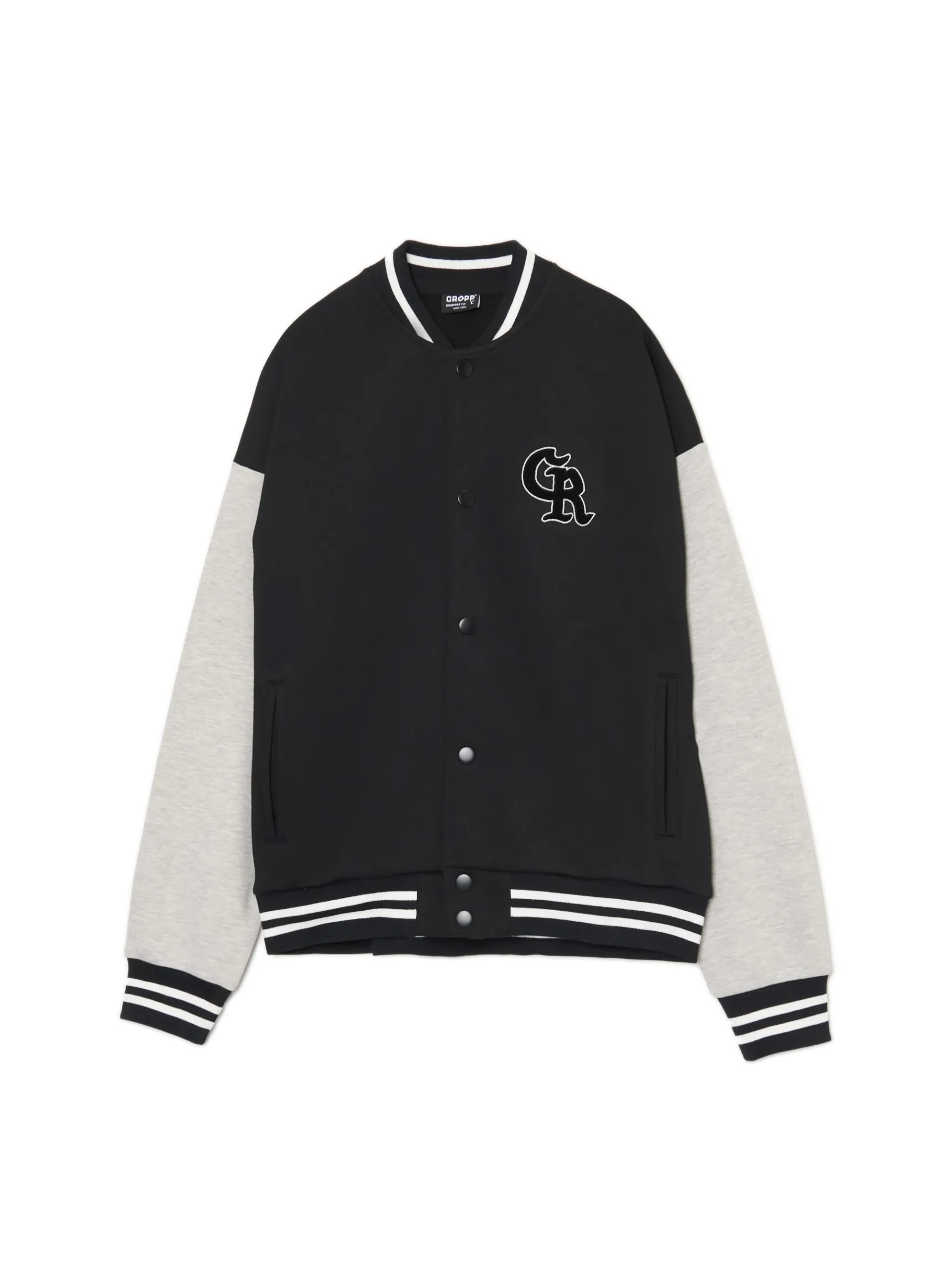 Fashion Cropp Czarna bluza college na zatrzaski czarny