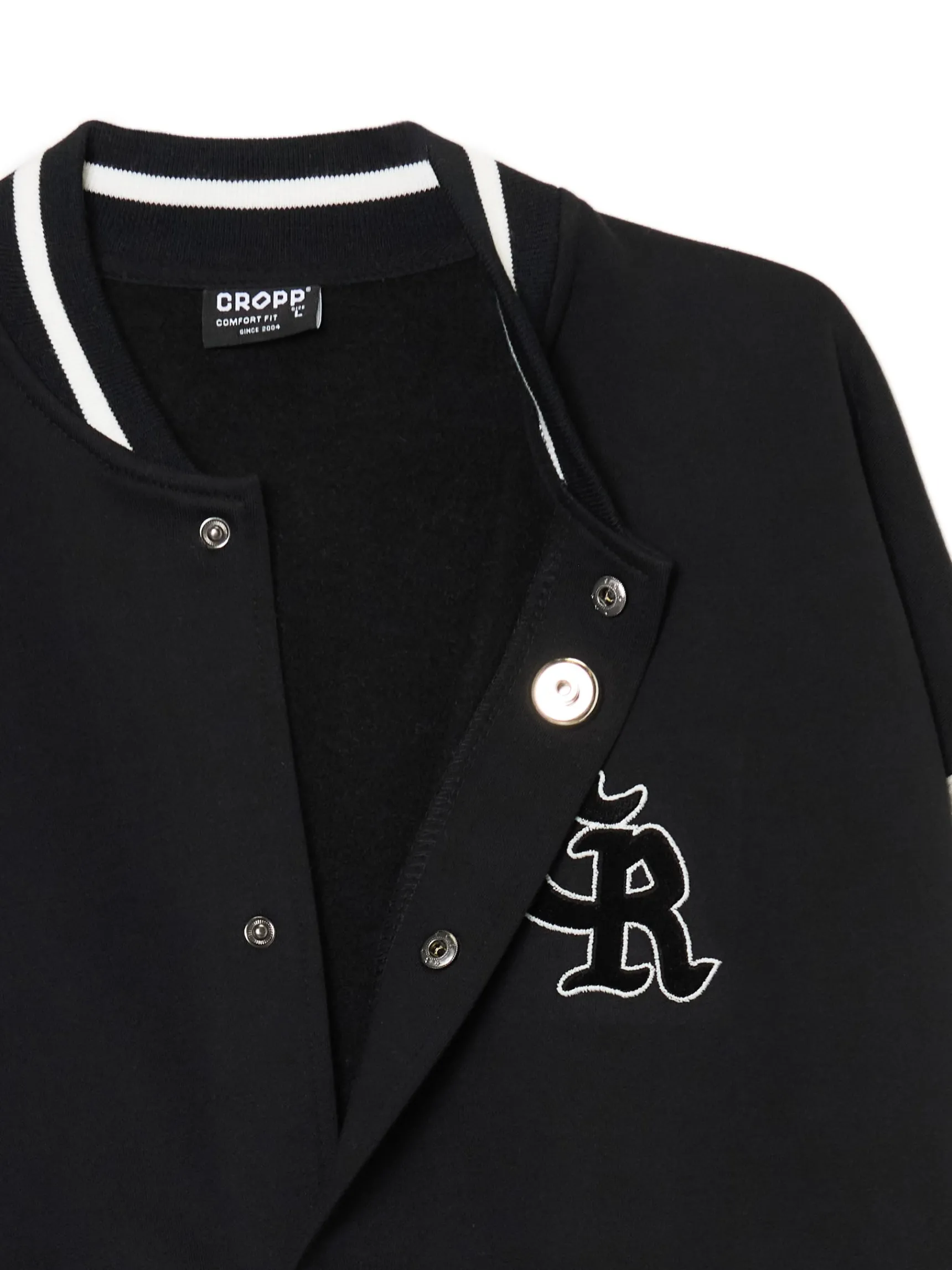 Fashion Cropp Czarna bluza college na zatrzaski czarny