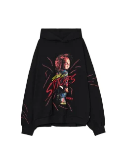 Fashion Cropp Czarna bluza hoddie z Laleczką Chucky czarny