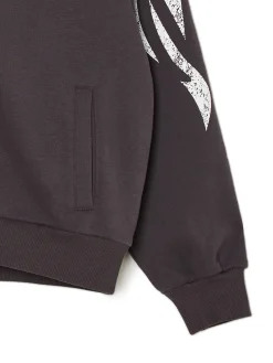 Online Cropp Czarna bluza hoodie z czaszkami szary