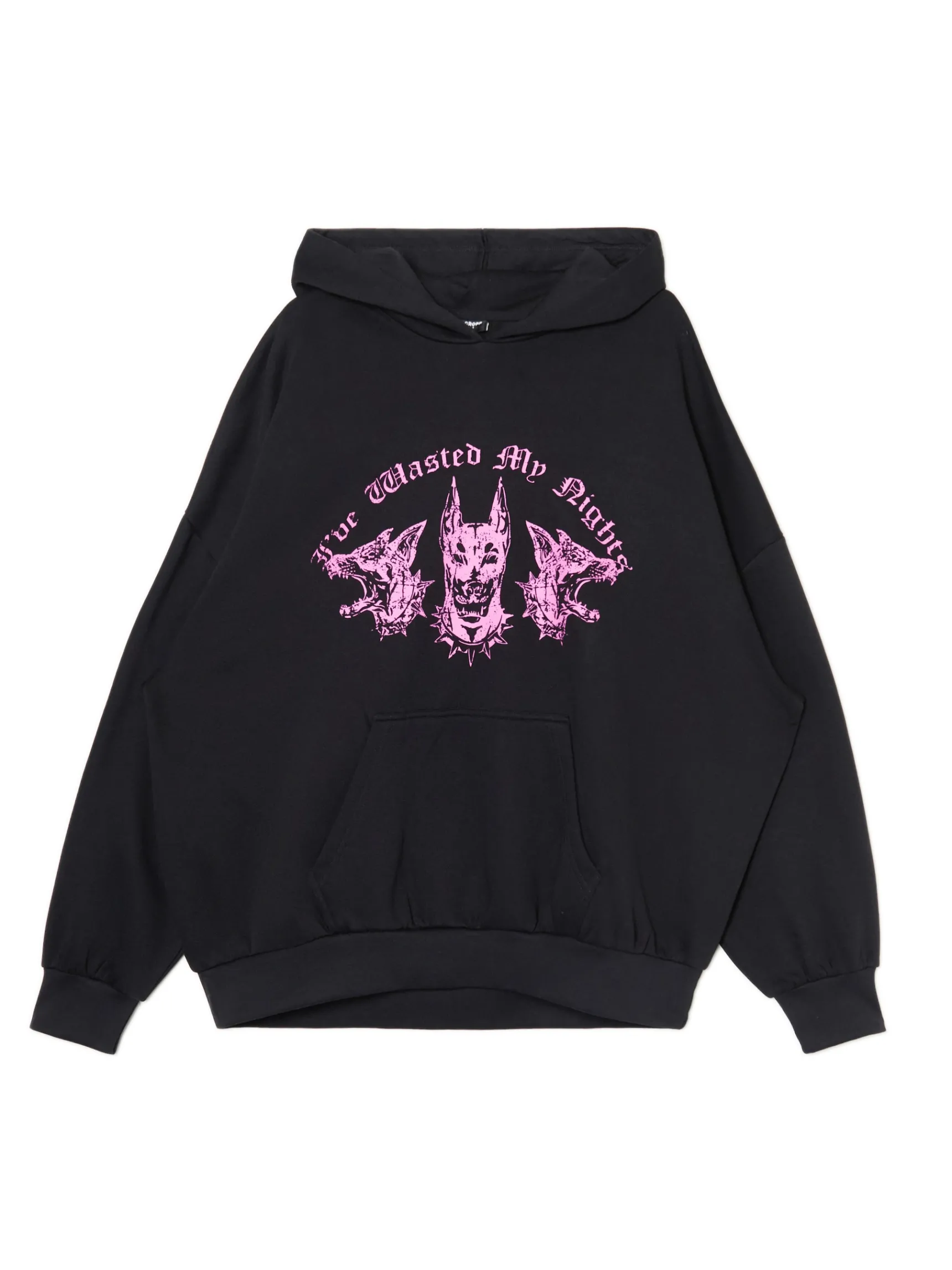 Fashion Cropp Czarna bluza hoodie z dobermanami UNISEX czarny