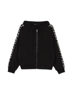 Best Cropp Czarna bluza hoodie z motywem skrzydeł czarny