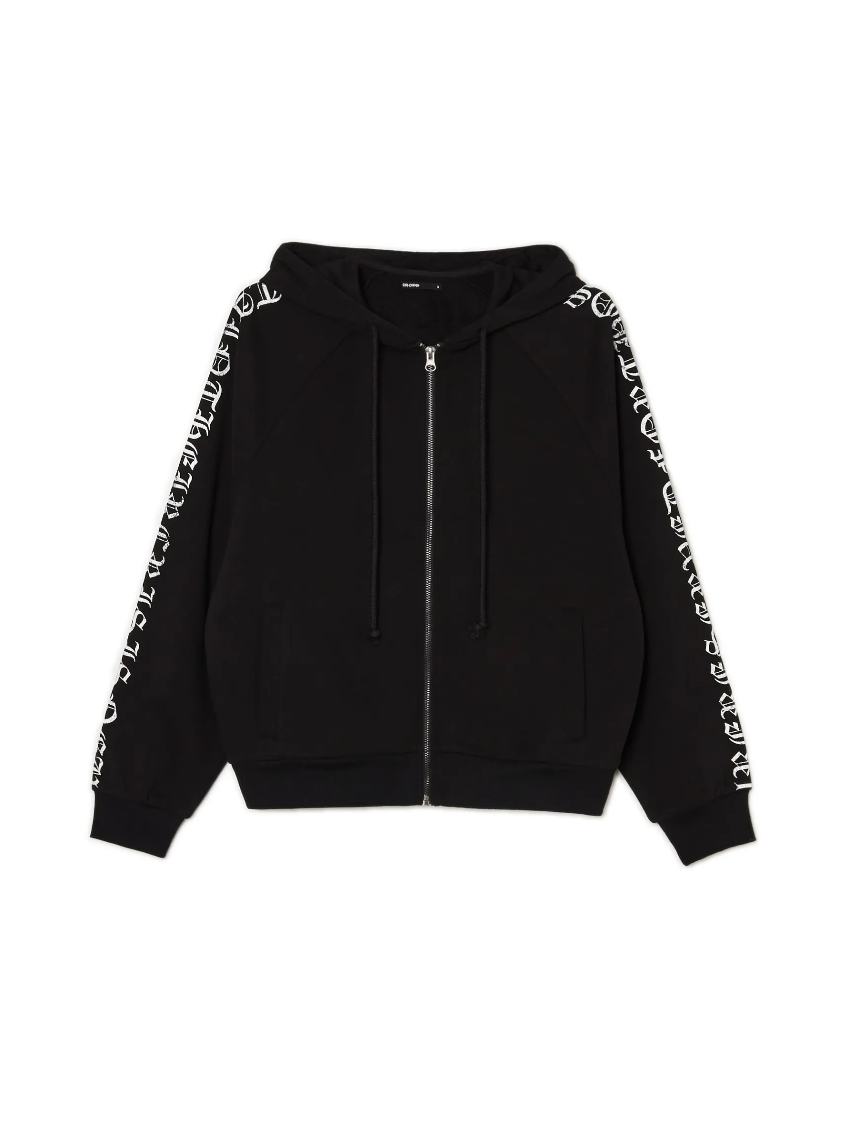 Best Cropp Czarna bluza hoodie z motywem skrzydeł czarny