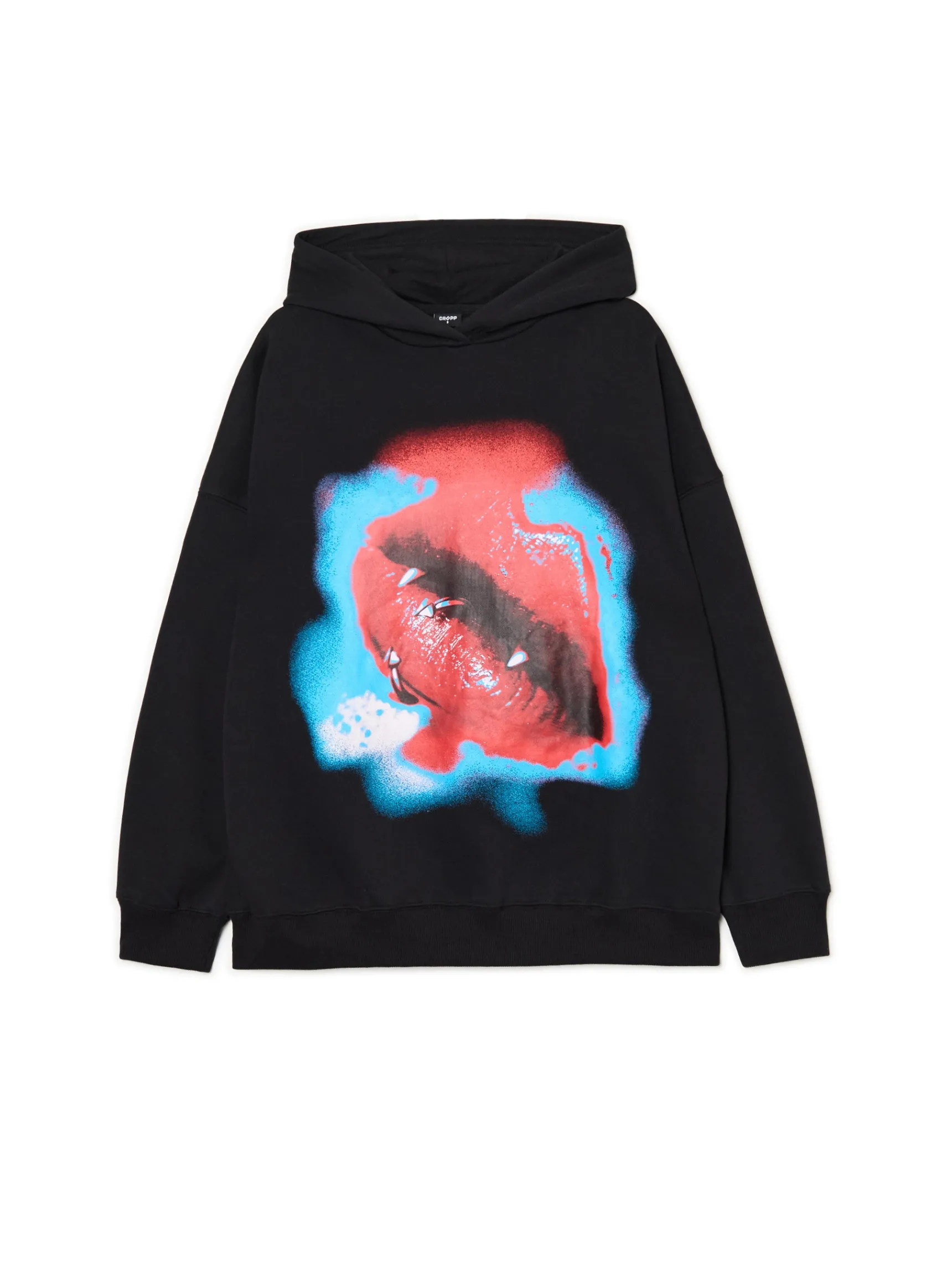 Fashion Cropp Czarna bluza hoodie z nadrukiem czarny