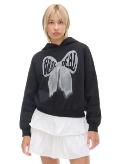 Clearance Cropp Czarna bluza z kapturem i nadrukiem czarny