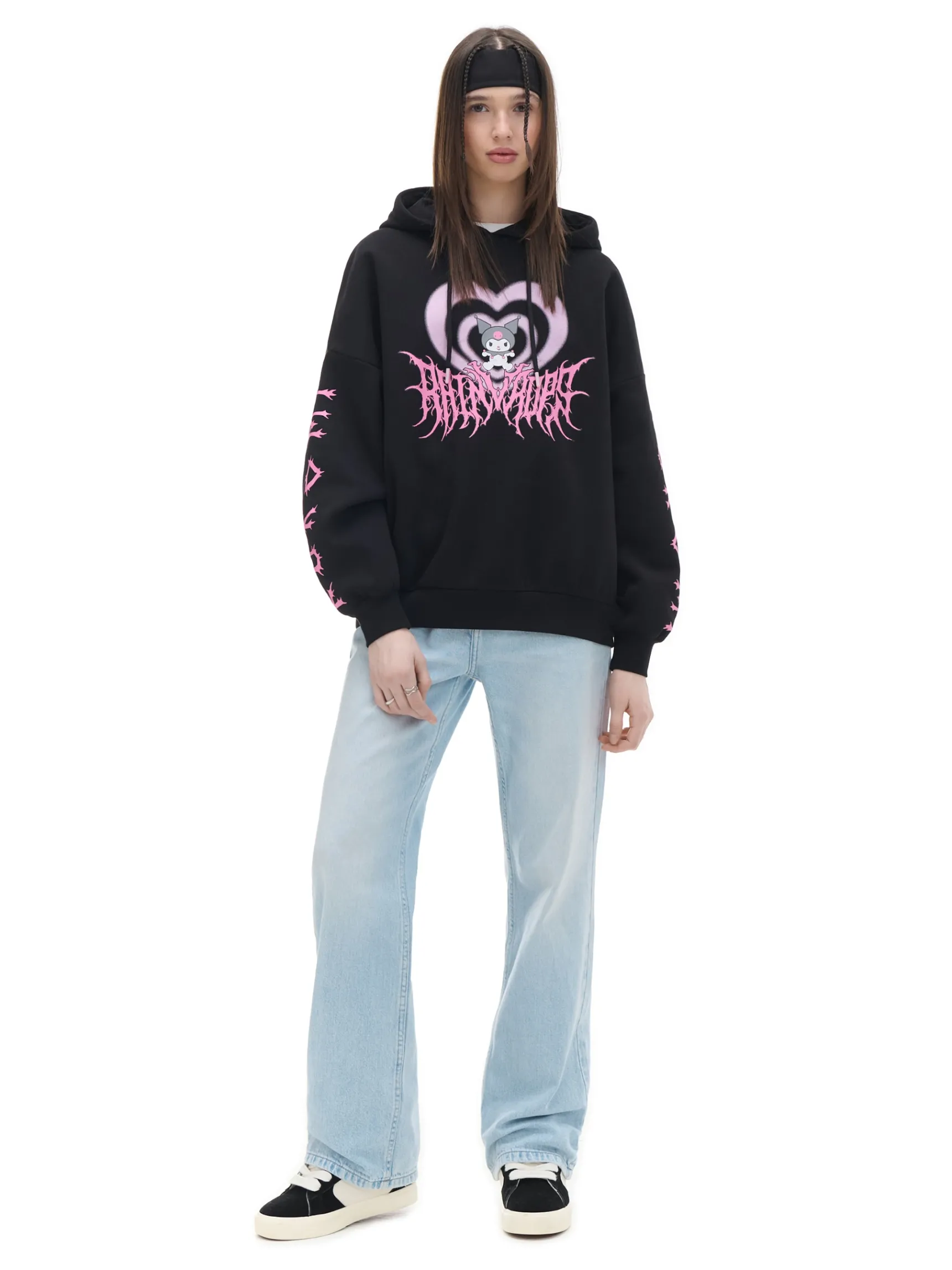 Discount Cropp Czarna bluza z kapturem Kuromi czarny