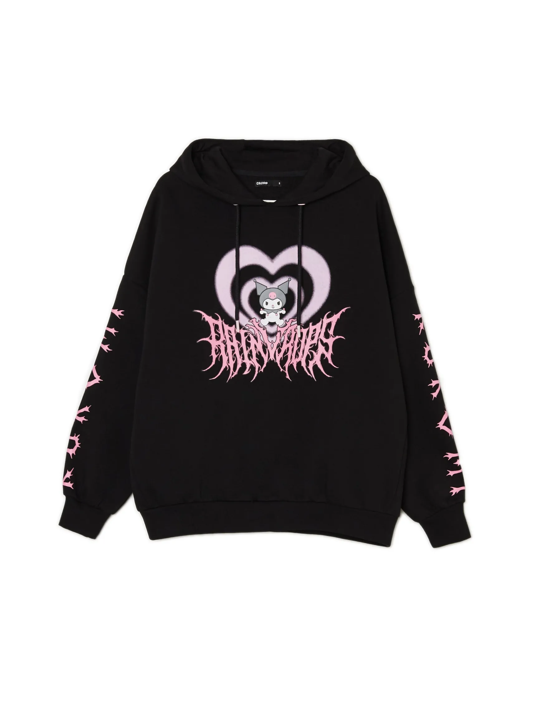 Discount Cropp Czarna bluza z kapturem Kuromi czarny