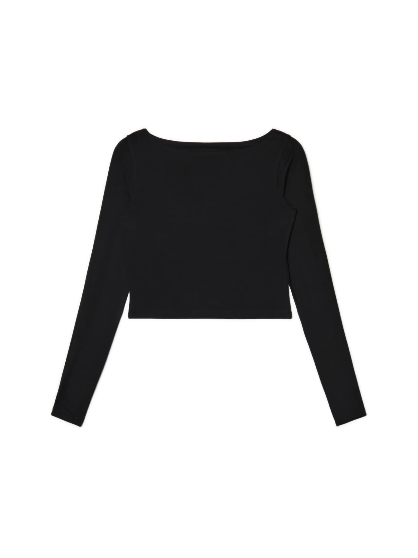 Best Cropp Czarna bluzka longsleeve z wiskozą czarny