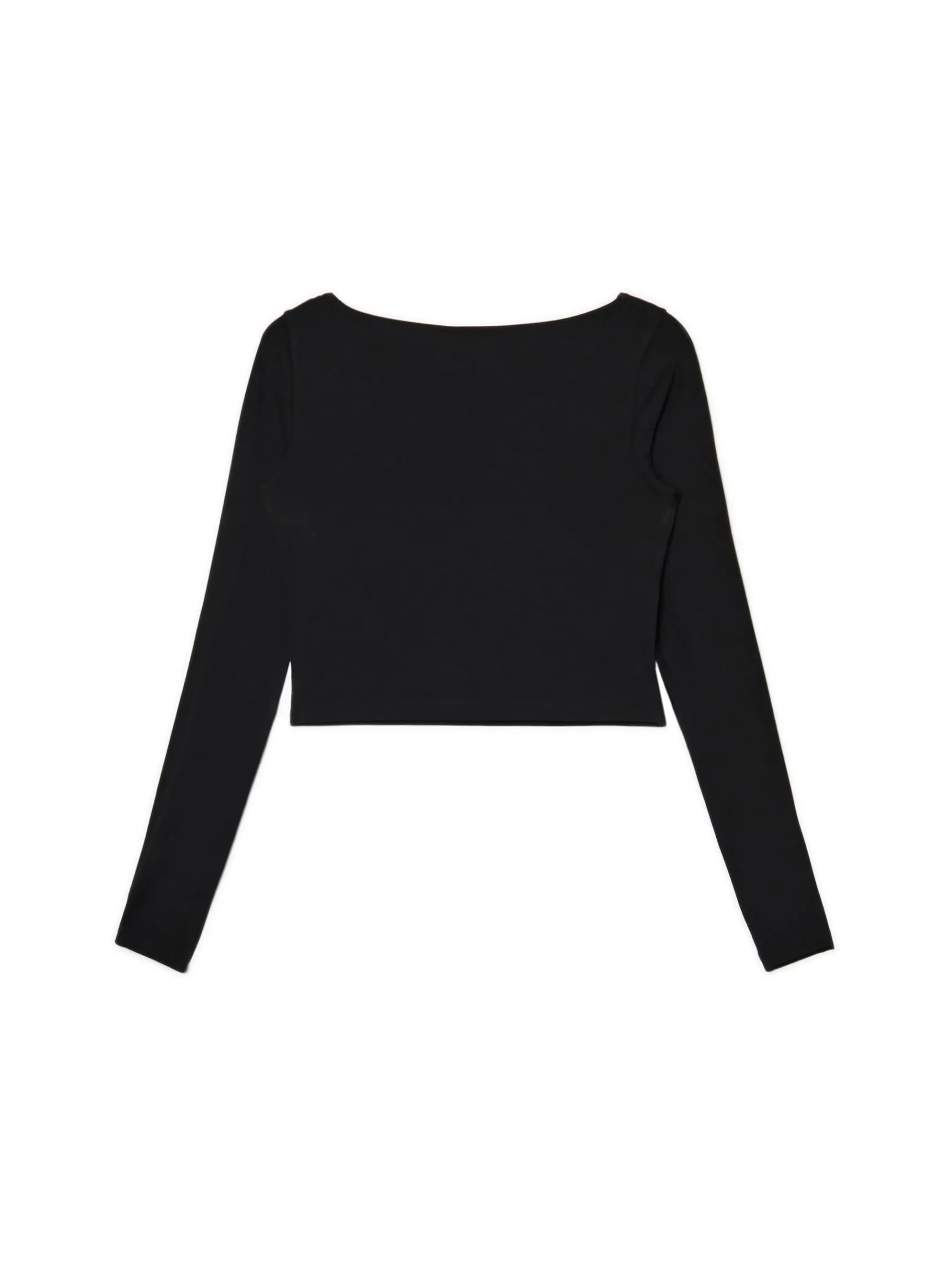Best Cropp Czarna bluzka longsleeve z wiskozą czarny