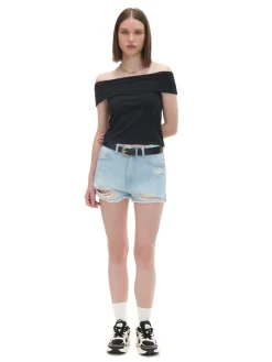 Online Cropp Czarna bluzka z dekoltem carmen czarny