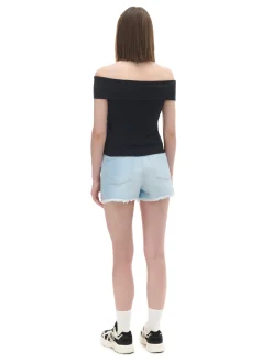 Online Cropp Czarna bluzka z dekoltem carmen czarny