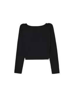 Discount Cropp Czarna bluzka z wiązaniem i nadrukiem czarny