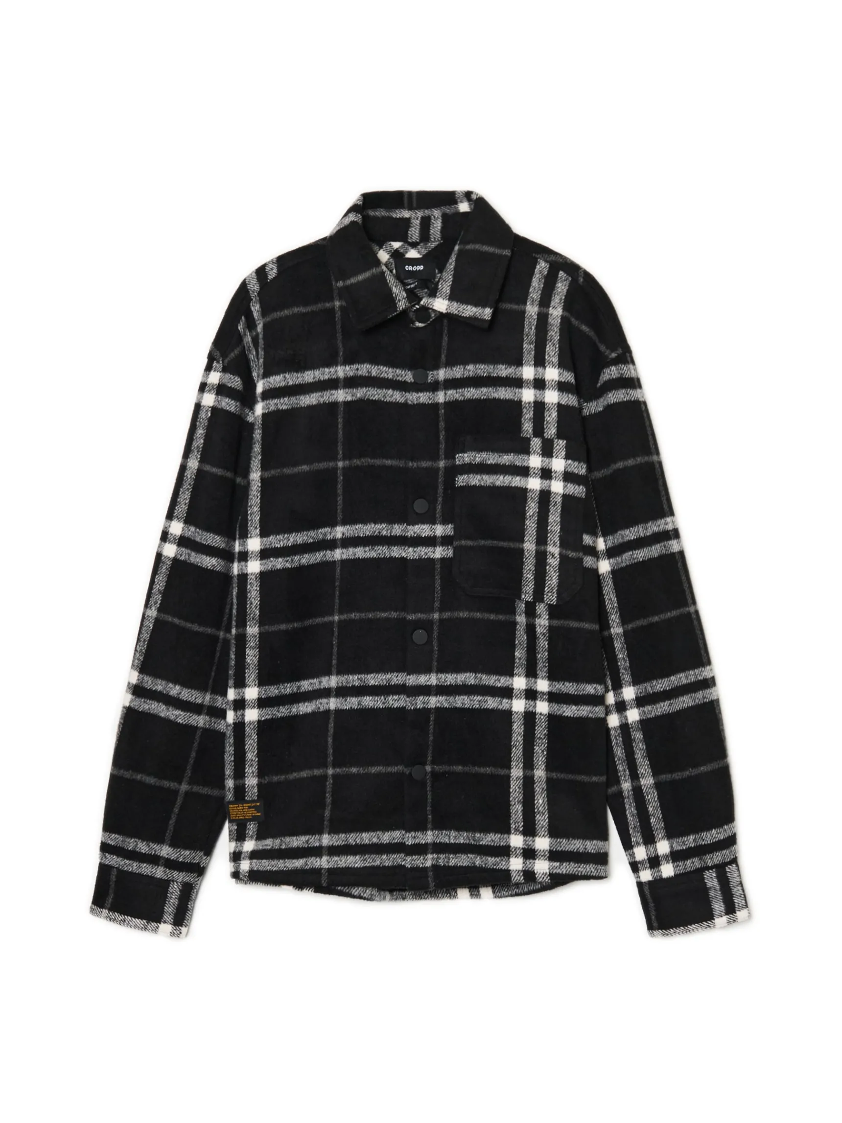 Clearance Cropp Czarna flanelowa koszula z domieszką wełny czarny