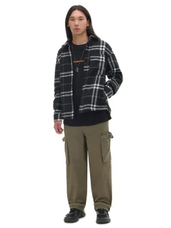 Clearance Cropp Czarna flanelowa koszula z domieszką wełny czarny