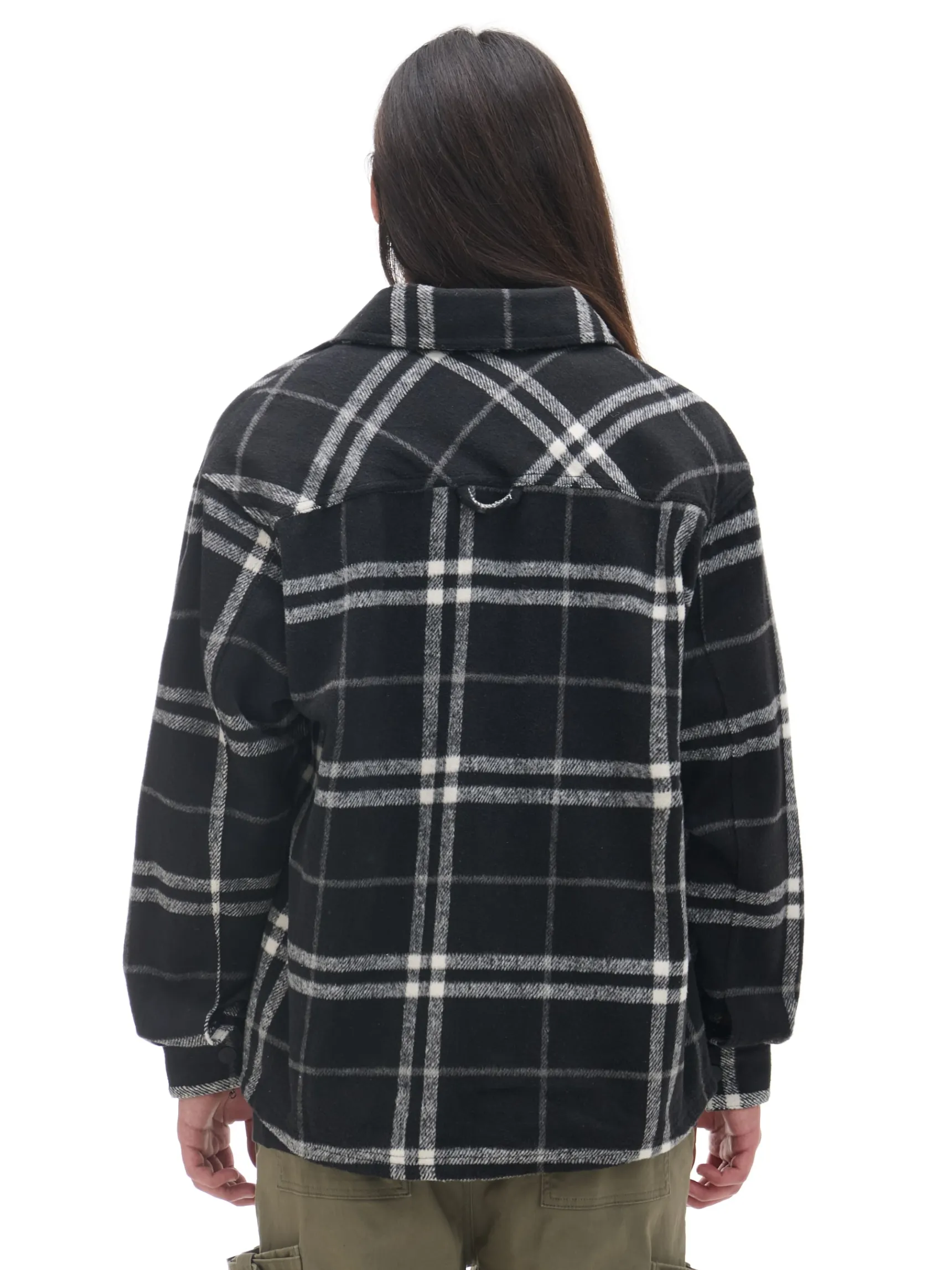 Clearance Cropp Czarna flanelowa koszula z domieszką wełny czarny