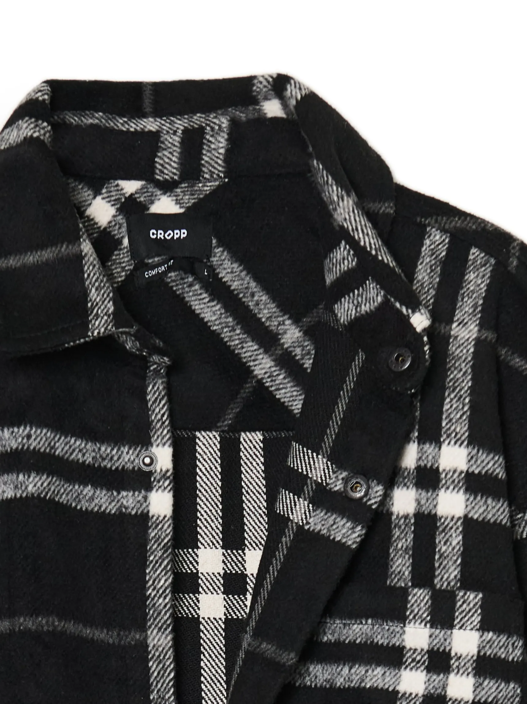 Clearance Cropp Czarna flanelowa koszula z domieszką wełny czarny