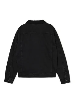 Discount Cropp Czarna jeansowa kurtka sherpa czarny