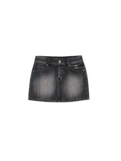 Sale Cropp Czarna jeansowa spódnica mini czarny