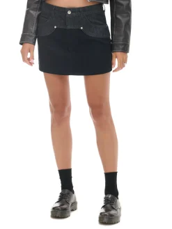 Hot Cropp Czarna jeansowa spódnica mini szary