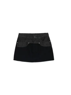 Hot Cropp Czarna jeansowa spódnica mini szary