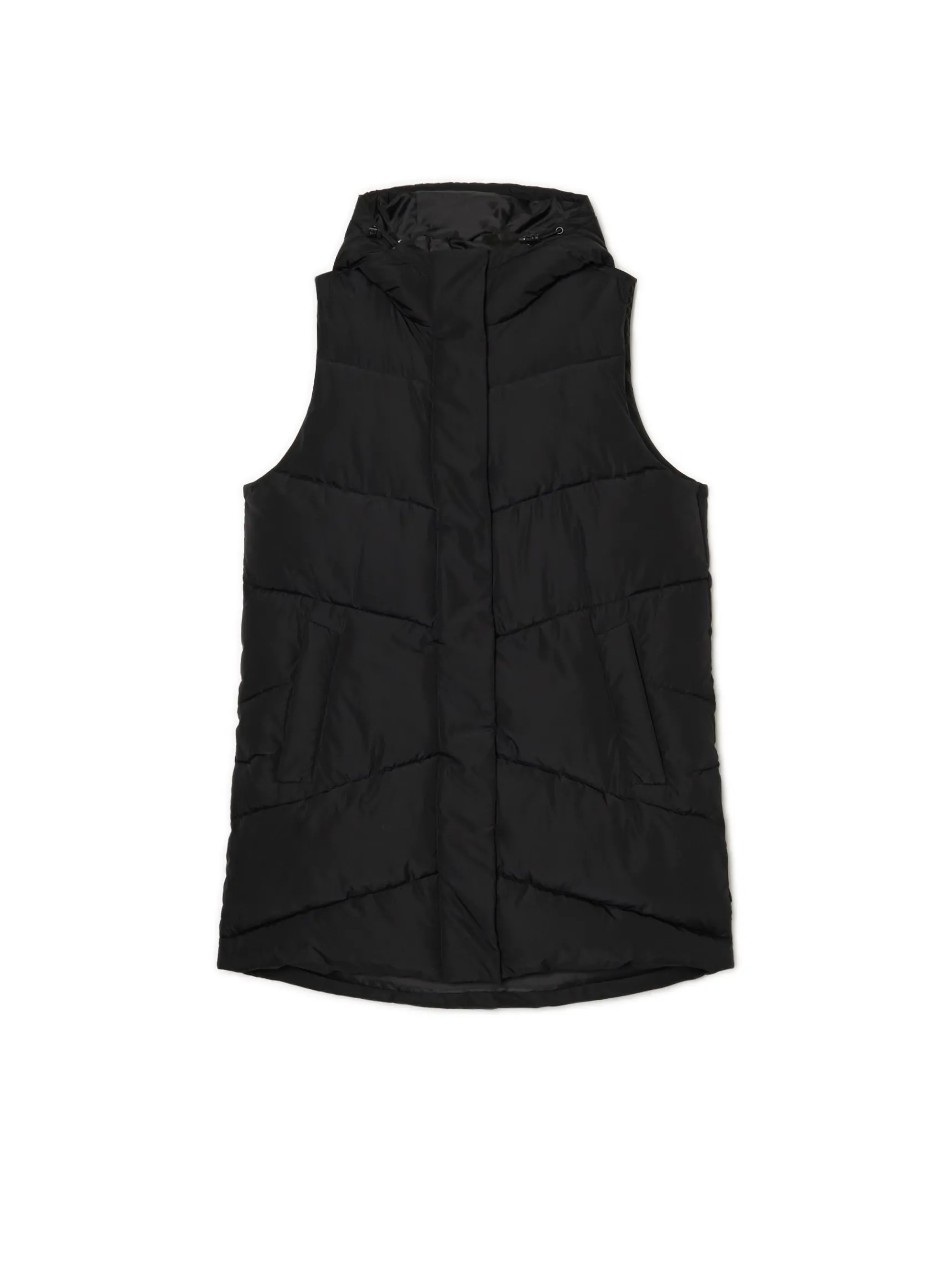 Discount Cropp Czarna kamizelka puffer z kapturem czarny